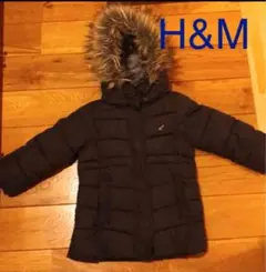 H&M 黒 ダウンコート フード付き