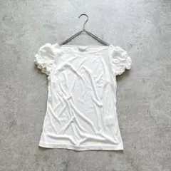 k1583 エムプルミエ 半袖Tシャツ パフスリーブ フリル シンプル 白