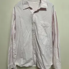 XL ピンクと白のストライプ長袖シャツ