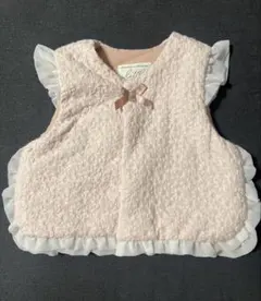 【お値下げ】ベビーベスト　フリル　レース　ピンク　70cm-80cm