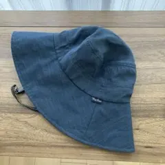 [美品] ネイビーアウトドアハット紐付き 57.5cm