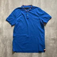 トミーヒルフィガー ポロシャツ XL 青 スリムフィット