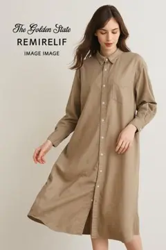 ★新品タグ付！REMI RELIEF/レミリーフベージュ 長袖 シャツワンピース