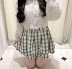 evelyn エブリン ツイードダブルフレアスカート ホワイト