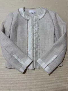 M-PREMIER ベージュ ノーカラージャケット　38