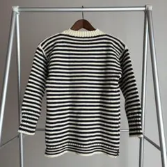 Le Tricoteur ウールセーター（ネイビー×アイボリー）34号:S〜M