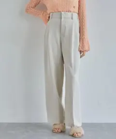 新品☆vis☆リネンライクワンタックワイドスラックスパンツ☆キナリ