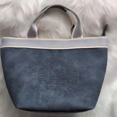 グレー ブルー合成皮革 トートバッグ