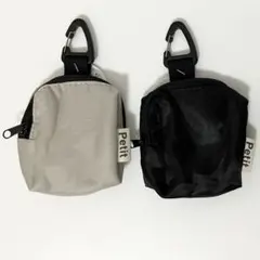 フック付ミニポーチ 黒 グレー 2色セット セリア