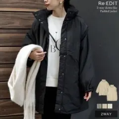 美品⭐︎Re:EDIT リエディ 2WAYミドル丈ダウンライク中綿ジャケット