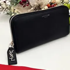 イヴサンローラン 長財布 プル YSL カサンドラ レザー A176 ブラック