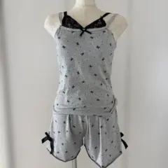 リボン柄 ♧キャミソール ショートパンツ ルームウェア セットパット付きのサムネイル