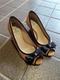 LANVIN en Bleu オープントゥ パンプス リボンのサムネイル