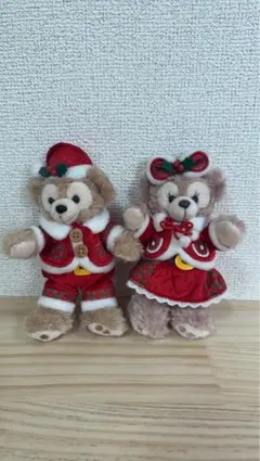 ダッフィー シェリーメイ　クリスマス　ぬいぐるみバッジ