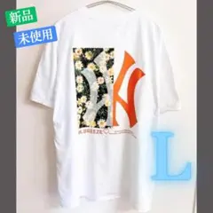 メンズ ロゴ フラワー 花柄 Tシャツ ビッグシルエット ホワイト