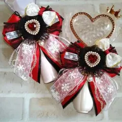 キンブレリボン★雪柄★赤★レッド★ペンライトリボン★ヘアゴム★ハート★量産型★