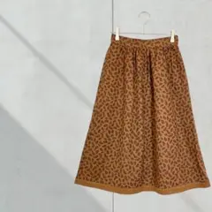 T427【LOUIS BLANC】スカート　ひざ下丈　ペイズリー柄　ブラウン　M