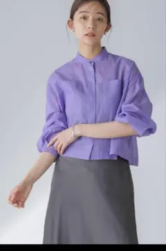 美品　ナノユニバース　タックスリーブシアーポケットシャツ　手洗い◎　S