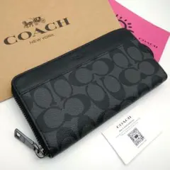 COACH コーチ メンズ 長財布 シグネチャー ブラック オックスブラッド