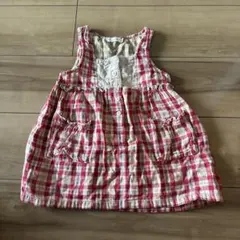 ケーピー　ワンピース　チェック　80cm 赤のサムネイル