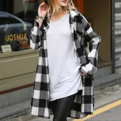 新品DiamondHearts ブロックチェック柄シャツ 원피스 블랙