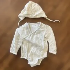 ZARA 6-9ヶ月 長袖ロンパース 帽子付き