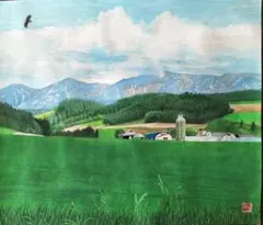 田園風景 水彩画 木製フレーム付き F6号サイズ 水彩画 田園風景 額装済み F6サイズ - メルカリ