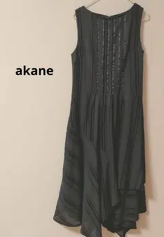 akane ブラック／ノースリーブイレギュラーヘムロングワンピース