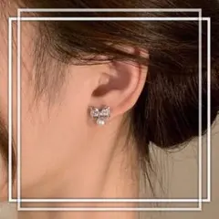 a716I【リボン⭐️】ピアス　ジルコニア　淡水パール　プラチナコート