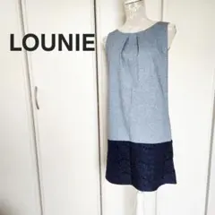 ルーニィ レース切替 タック ノースリーブ ワンピース
