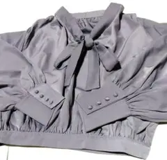 GRL リボン付きグレーシャツ・ブラウス　M