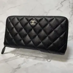 シャネルCHANELマトラッセ キャビアスキン ラウンドジップ 長財布 ブラックのサムネイル