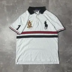 ポロラルフローレン ビッグポニー ポロシャツ 白 エンブレム 刺繍 M