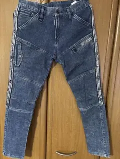 アイズフロンティア デニムブルーワークパンツ サイドストライプ