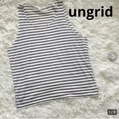 ungrid 薄手 ボーダー ノースリーブトップス タンクトップ ややゆったりのサムネイル