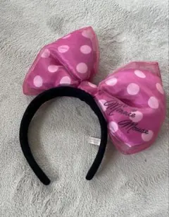 ディズニー ミニーマウス ピンク水玉リボンカチューシャ