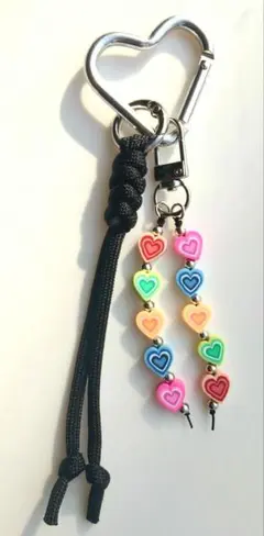 じゃらじゃらキーホルダー パラコード ハート