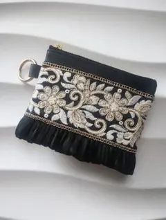 インド刺繍リボン ポケットティッシュポーチ ハンドメイド