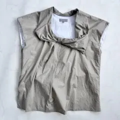 美品 マーガレットハウエル リボンデザインノースリーブブラウス M 