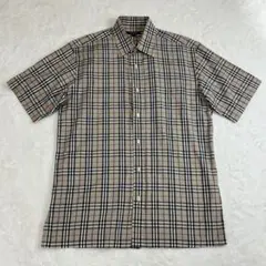 バーバリーロンドン　バーバリー　チェック　ベージュ　シャツ　半袖　M