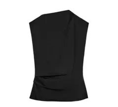 ZARA　ドレープコットントップス ブラック