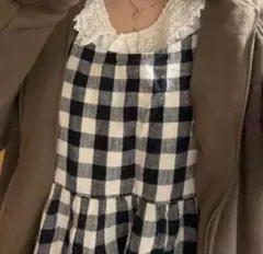 ギンガムチェック キャミワンピ 森ガール