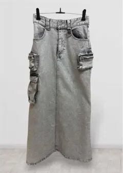 完売品!! グラムリップス ケミカルウォッシュ カーゴデニムロングスカートのサムネイル