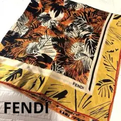 FENDI 100%シルク スカーフ 葉柄　レトロ　ヴィンテージ