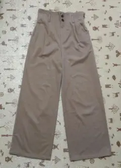 ハイウエストスウェードワイドストレートパンツ　М　ブラウンベージュ