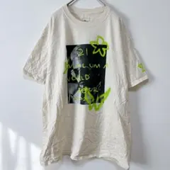 スレッドショップ Tシャツ クルーネック 半袖 プリント L 生成 綿 デート
