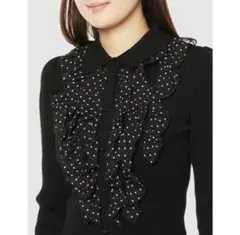 SNIDEL ドット　黒　ニット　リブ　襟付き　フリル