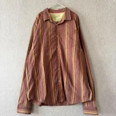 Prana 長袖シャツ X-Large ブラウンストライプ　大きめ　ゆったりのサムネイル