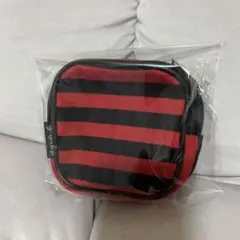 agnes b. ミニポーチ ボーダー レッド×ブラック 未使用のサムネイル