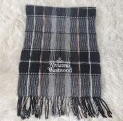 希少Vivienne Westwood ラメ糸　チェック柄マフラー　ウール100